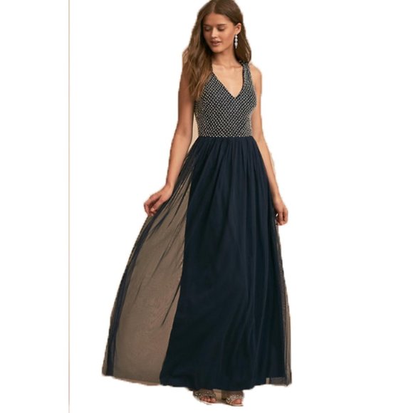 Adrianna Papell Dresses & Skirts - Adrianna Papell Black/Silver Netted Long Gown 4